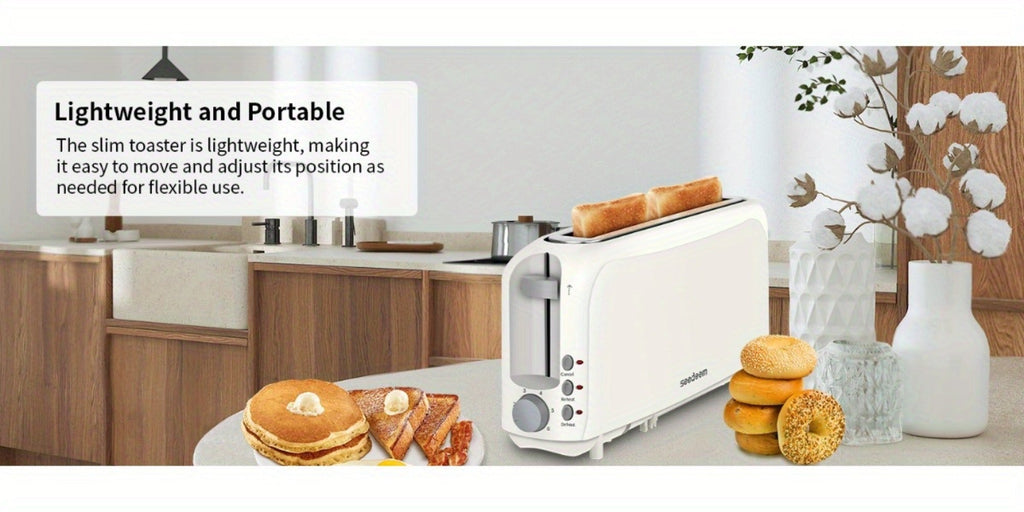 Slim Toaster 2-Slice ¨C SEEDEEM 6-Setting Shade Control, Cancel, Reheat & Defrost, Removable Crumb Tray, 750W Compact Fits-Anywhere Design for Bread, Waffles & Bagels, 6 Colors Available