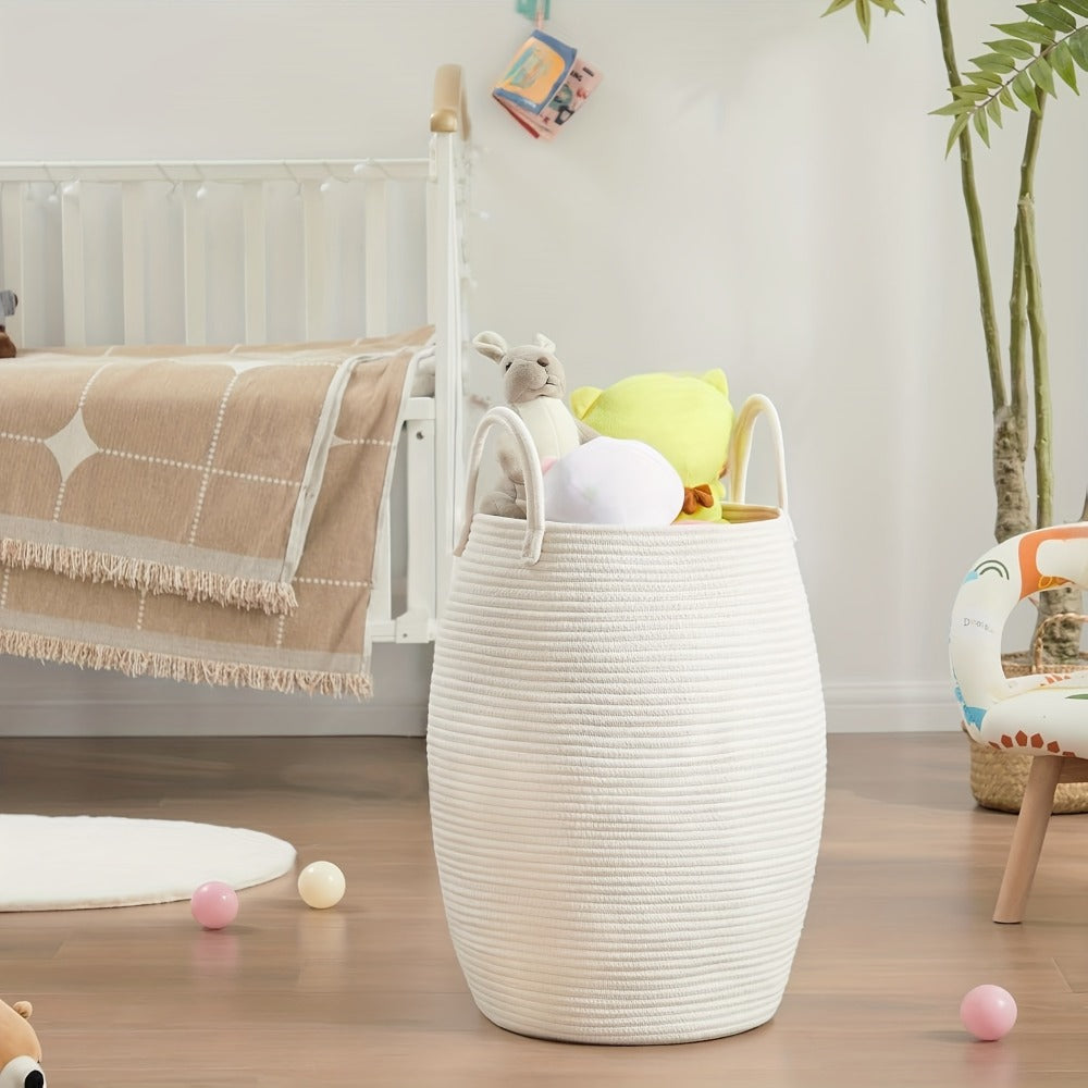 Laundry Hamper Basket Large Bohemian Foldable Clothes Hamper with Extended Handle - Fabric Oval Storage Bin for Bedroom Dorm Hotel, Space-Saving Tall Cloth Basket 22 Inch, Collapsible Laundry Basket