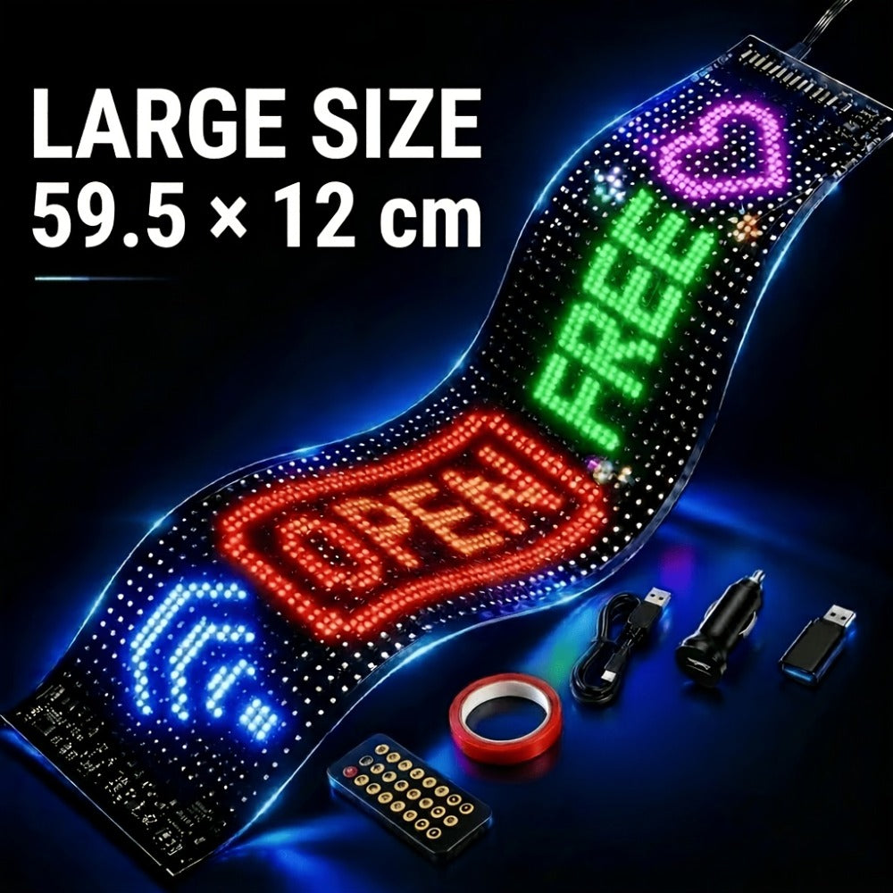 Programmable LED Sign ¨C Flexible Matrix Display with App Control, Custom Text & Animations, Music Sync, USB Powered LED Panel for Bedroom Decor Store Window Business Display (3 Sizes)