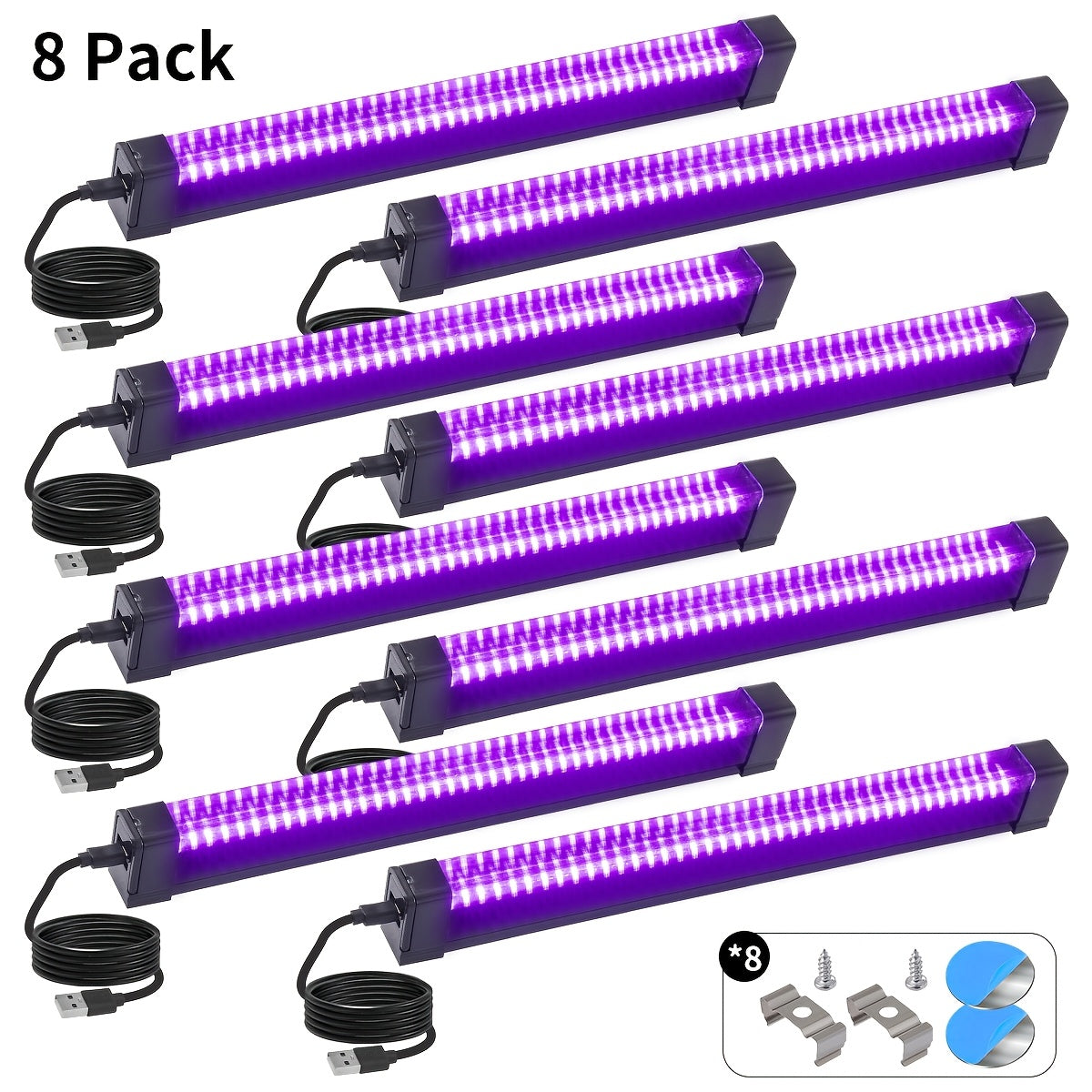 UV Black Light Bar 40 LED 385-400nm USB Plug 3 Modes Portable Blacklight for Glow Party Body Paint Fluorescent Poster Halloween Christmas Decor