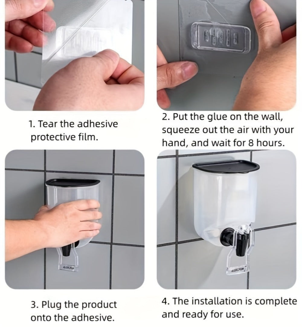 Mouthwash Dispenser Wall Mounted 2-Pack 21 oz Plastic Container - No Electricity Required, Space Saving Bathroom Organizer for Countertop Storage, Durable Refillable Liquid Soap & Rinse Dispenser