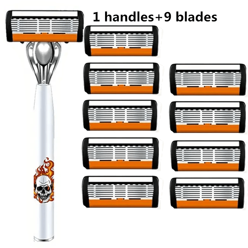 Men's Safety Razor with Replacement Blades - Anti-Slip Stainless Steel Handle Shaver for Beard & Sideburns, Classic Style Wet Shaving Razor, Multiple Blade Bundle Options