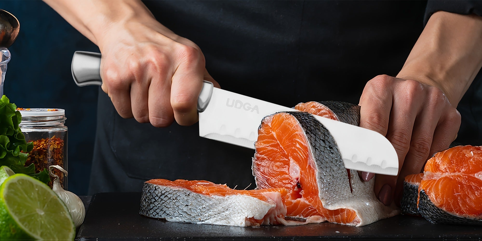 Stainless Steel Kitchen Knife Set Chef Knife Damascus Black Knife Block