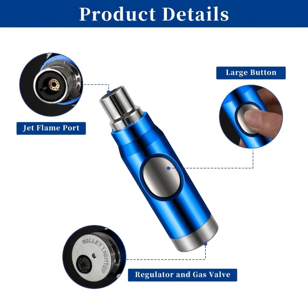 Refillable Torch Lighter with Adjustable Jet Flame ¨C Butane Igniter for Candle, BBQ Grill, Camping & Outdoor Use, No Battery Required, Gift Box Included (Gas Not Included)