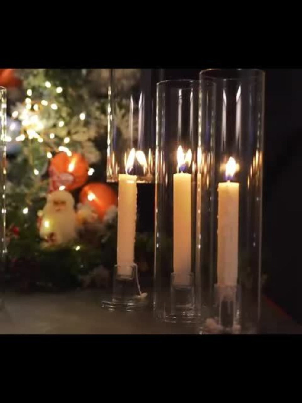 Hurricane Glass Candle Holders for Taper Candles | 11.8 Inch Tall Clear Cylinder Windproof Candlestick Stand for Wedding, Party, Christmas, Halloween & Home Decor - 2pcs / 10pcs Set