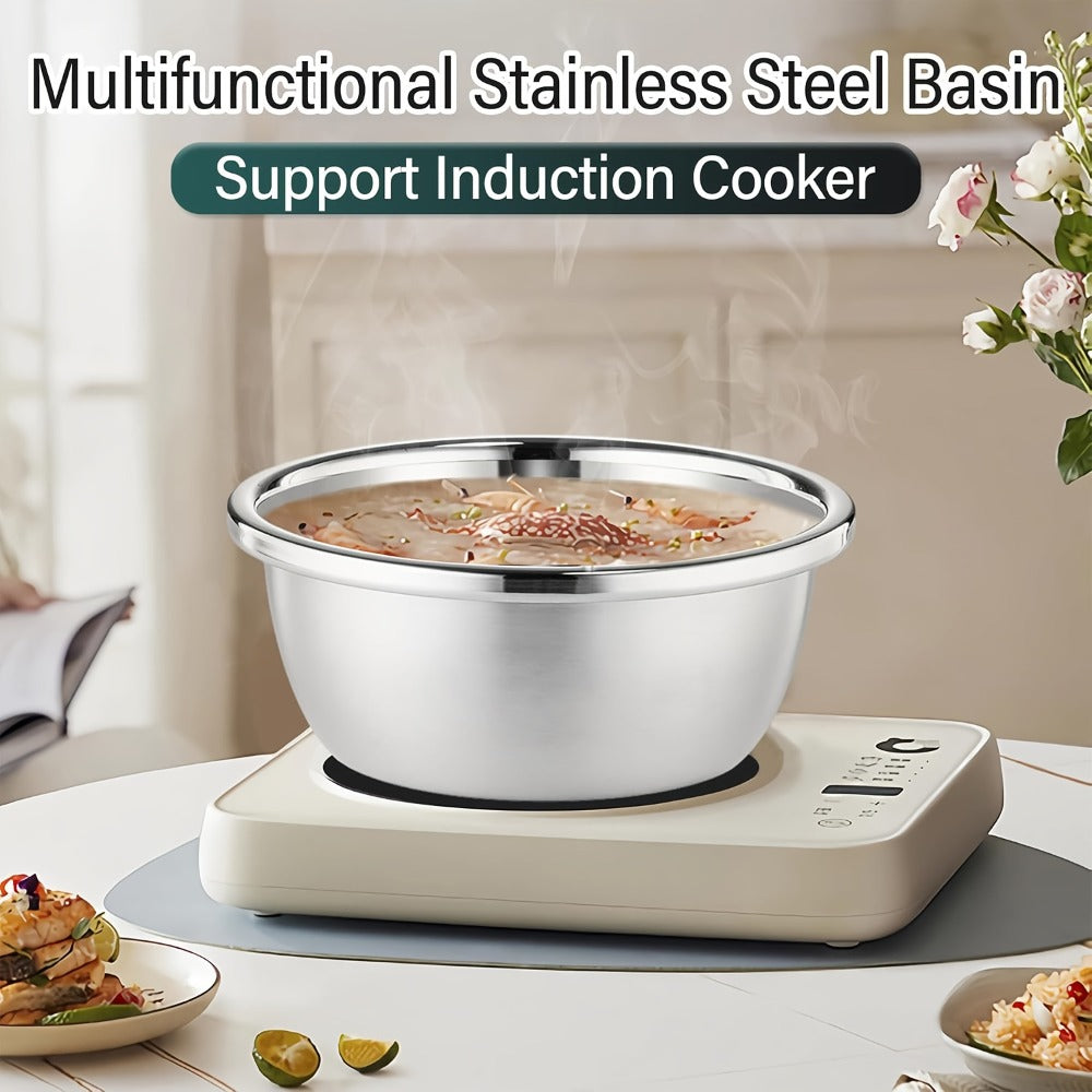Stainless Steel Colander with Mixing Bowl Set 304 Food Grade Strainer Bowl for Washing Vegetables Fruit Rice Dishwasher Safe Kitchen Colander Sieve Multiple Sizes