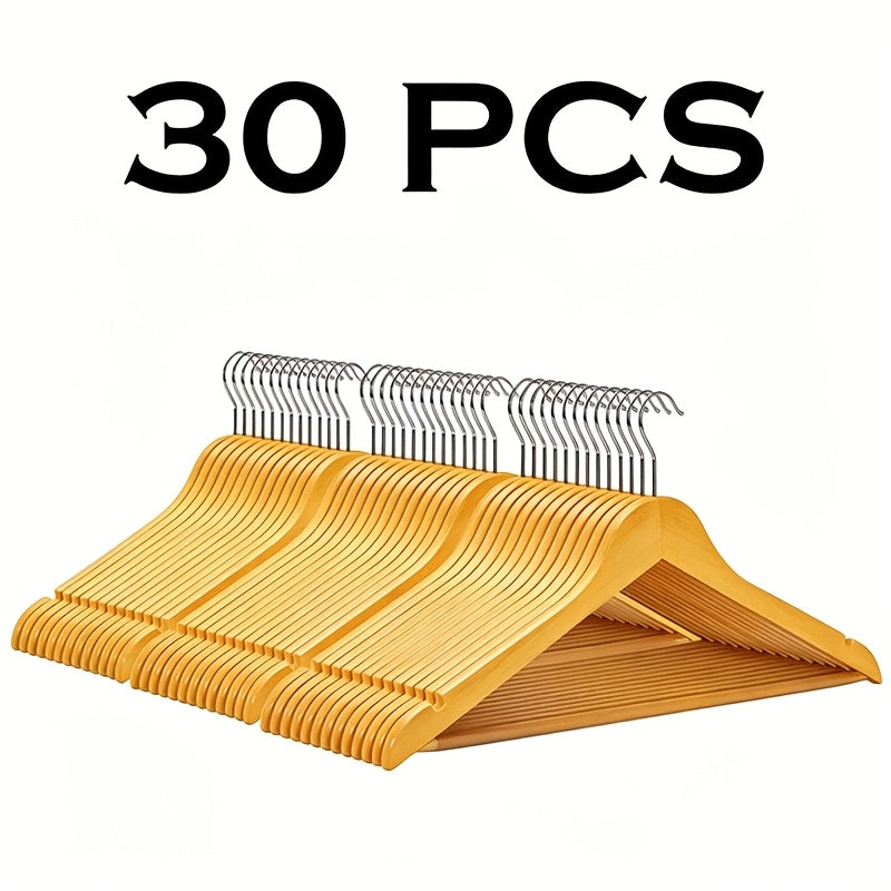Premium Wooden Hangers with 360¡ã Rotatable Hook & Shoulder Grooves | Slim Durable Wood Coat Suit Hangers | 10 20 30 Pack Closet Organizer in Natural & Champagne