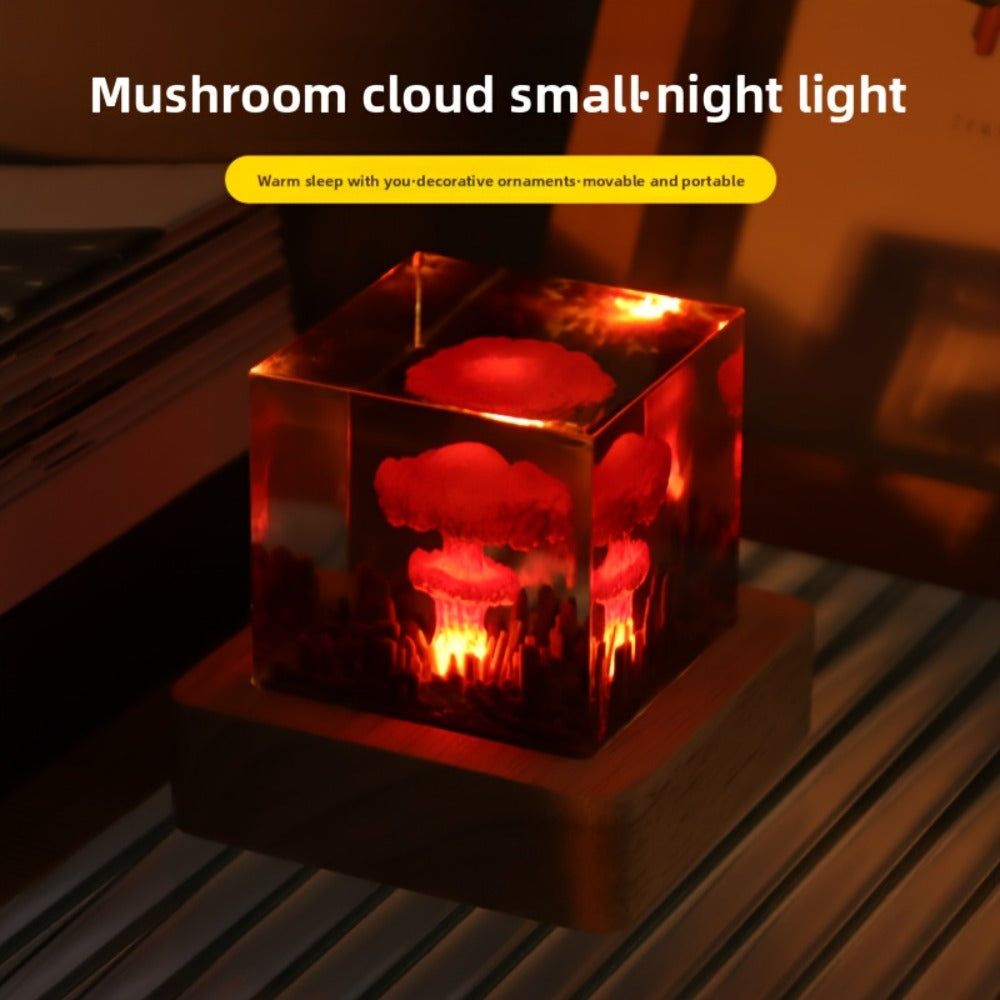 Mushroom Cloud Night Light ¨C USB Powered LED Atomic Bomb Glow Lamp, Sci-Fi Desktop Decoration Art Piece, Unique Gift for Nuclear Enthusiasts, Bedroom Living Room Office Decor