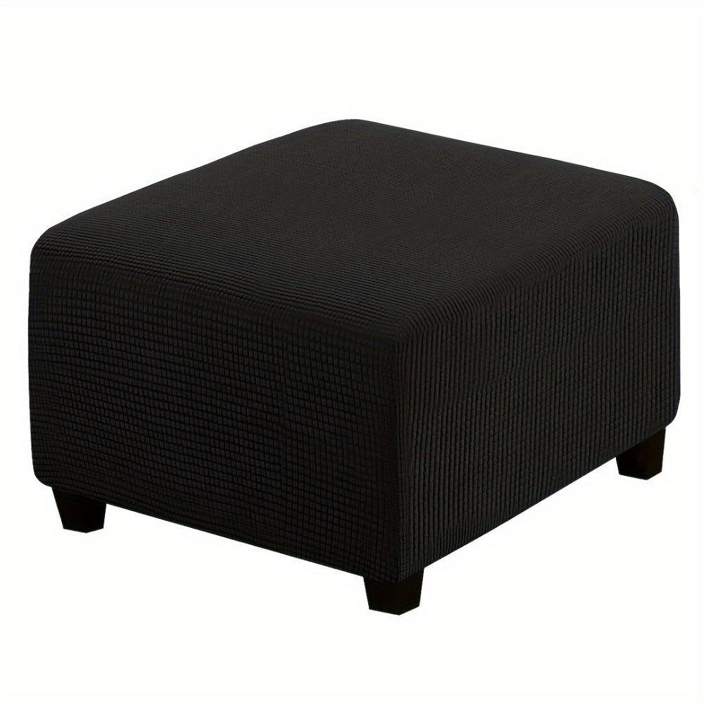Square Ottoman Cover Elastic Stretch - Polar Fleece Footstool Slipcover with Elastic Band Closure Machine Washable for Home Office Decor, 6 Colors L XL