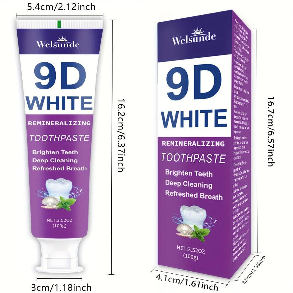 Remineralizing Toothpaste 4-Pack ¨C 9D Purple Hypoallergenic Formula with Essential Oils, 400g Deep Cleaning Whitening Toothpaste for Sensitive Teeth, Gentle Gum Care & Fresh Breath, Daily Home & Travel Oral Hygiene