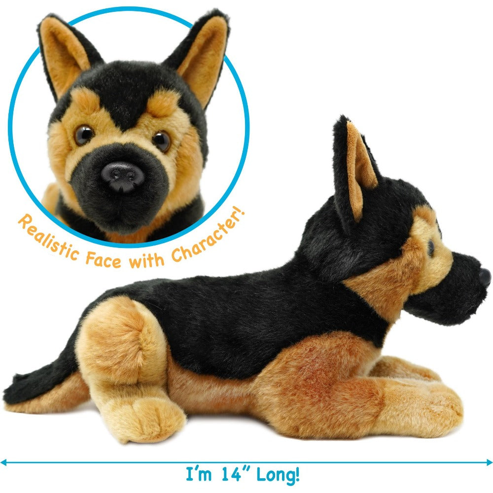 German Shepherd Stuffed Animal 15 Inch Plush Toy - Realistic Soft Dog Plushie Gift for Kids, Gretchen The German Shepherd by Viahart