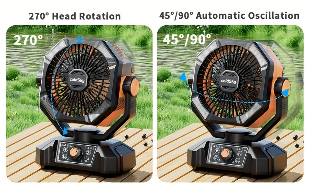 Camping Fan Battery Powered 20000mAh, Dual Motor 8-Speed Portable Tent Fan with Remote Control, 4 LED Lanterns and Hanging Hook, Rechargeable Outdoor Fan for Camping, Power Outage, Construction Site