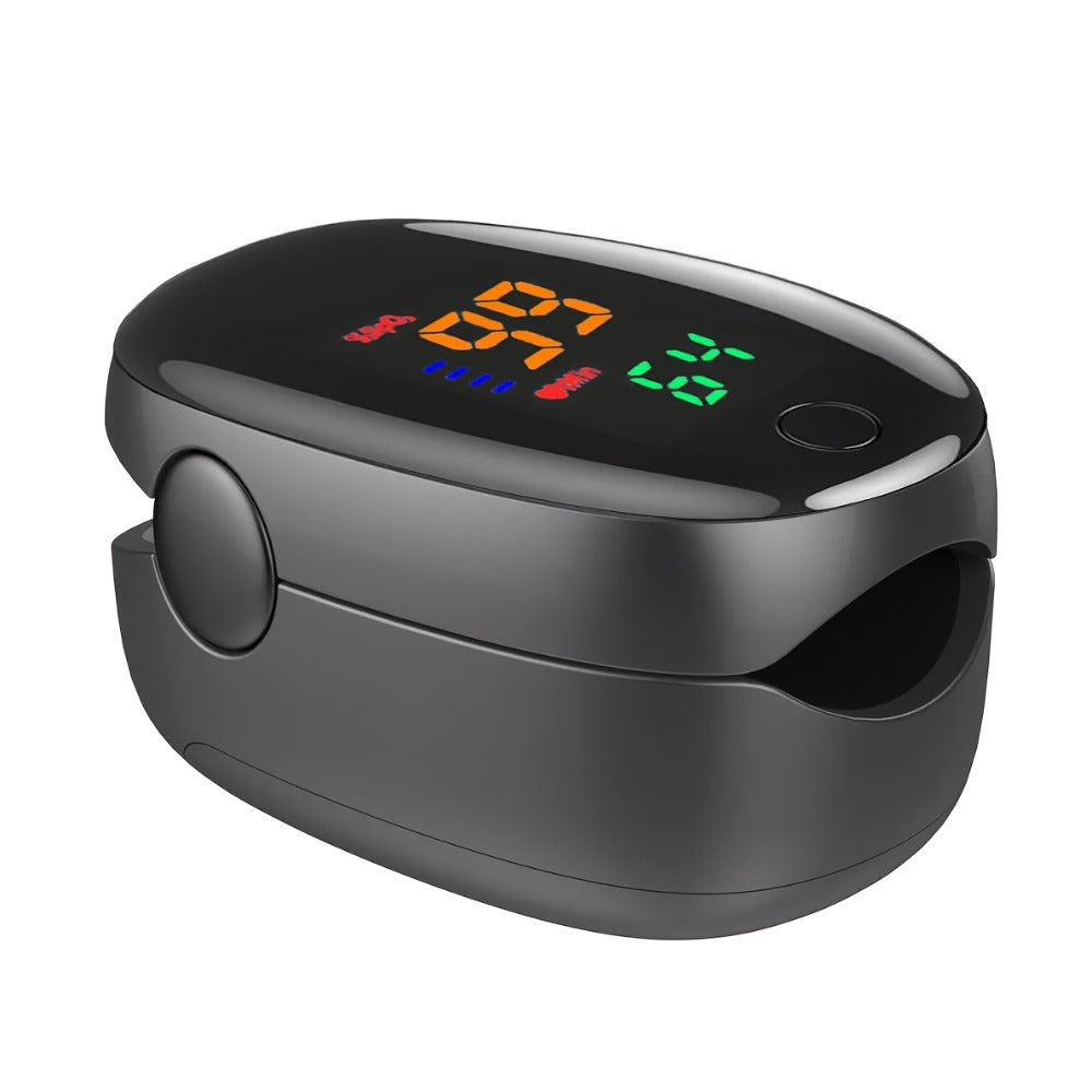 FDA Approved Pulse Oximeter with Color LED Display, Digital Fingertip Blood Oxygen Saturation & Heart Rate Monitor, Automatic SpO2 Meter for Home Health Monitoring, Black