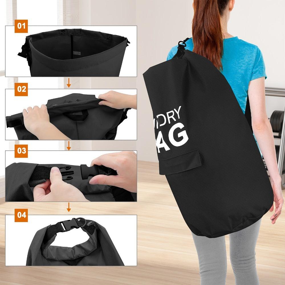 Large Laundry Bag Backpack with Adjustable Shoulder Strap | Foldable Portable Laundry Basket Machine Washable | Space Saving Hamper for Travel College Dorm Home Storage