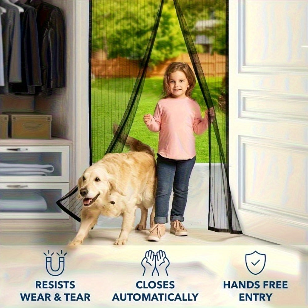 Magnetic Screen Door with Heavy Duty Metal Frame ¨C Self-Closing Mesh Door Curtain, Insect-Proof Bug Screen with Frame Shackle, Easy Install for Indoor & Outdoor Doorways, Pet & Kid Friendly