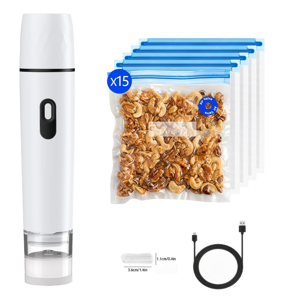 Handheld Vacuum Sealer Machine for Food Storage Portable Food Vacuum Preservation Device with 15 or 30 Vacuum Bags ¨C Powerful Compact Vacuum Sealing Machine for Freshness