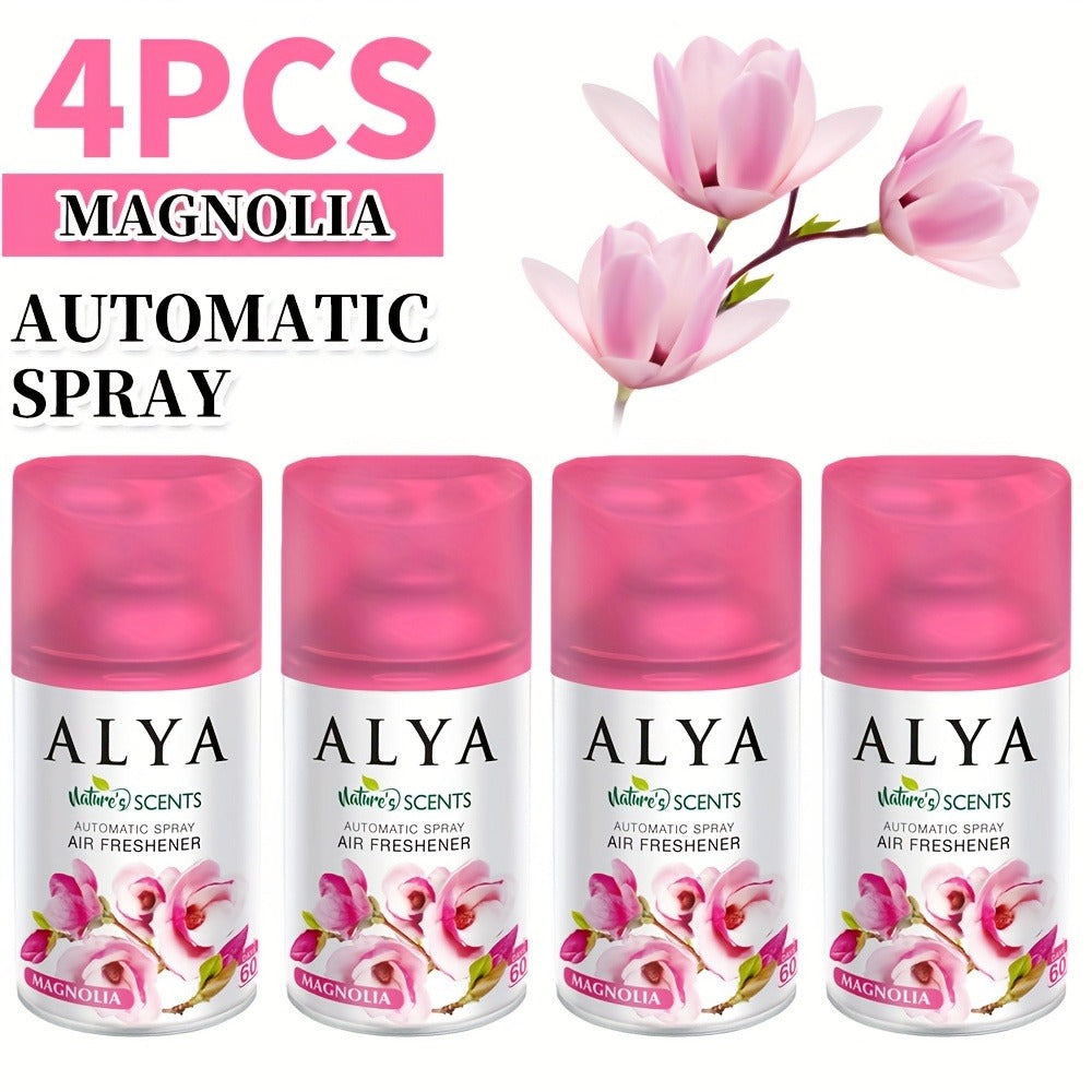 Automatic Spray Air Freshener Refill 8.45oz 1pc or 4pcs - 6 Scents Lavender Vanilla Cool Linen Ocean Mixed Berries Magnolia, Odor Fighting Room Spray for Car Office Home Bathroom Kitchen Fabric Closet