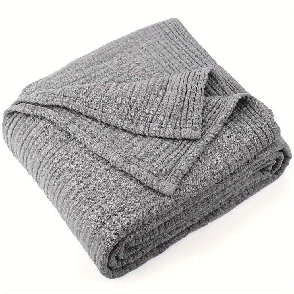 Muslin Blanket 100% Cotton 6-Layer ¨C Breathable Soft Gauze Throw for Couch & Bed, All Season, Machine Washable, 13 Colors, 5 Sizes