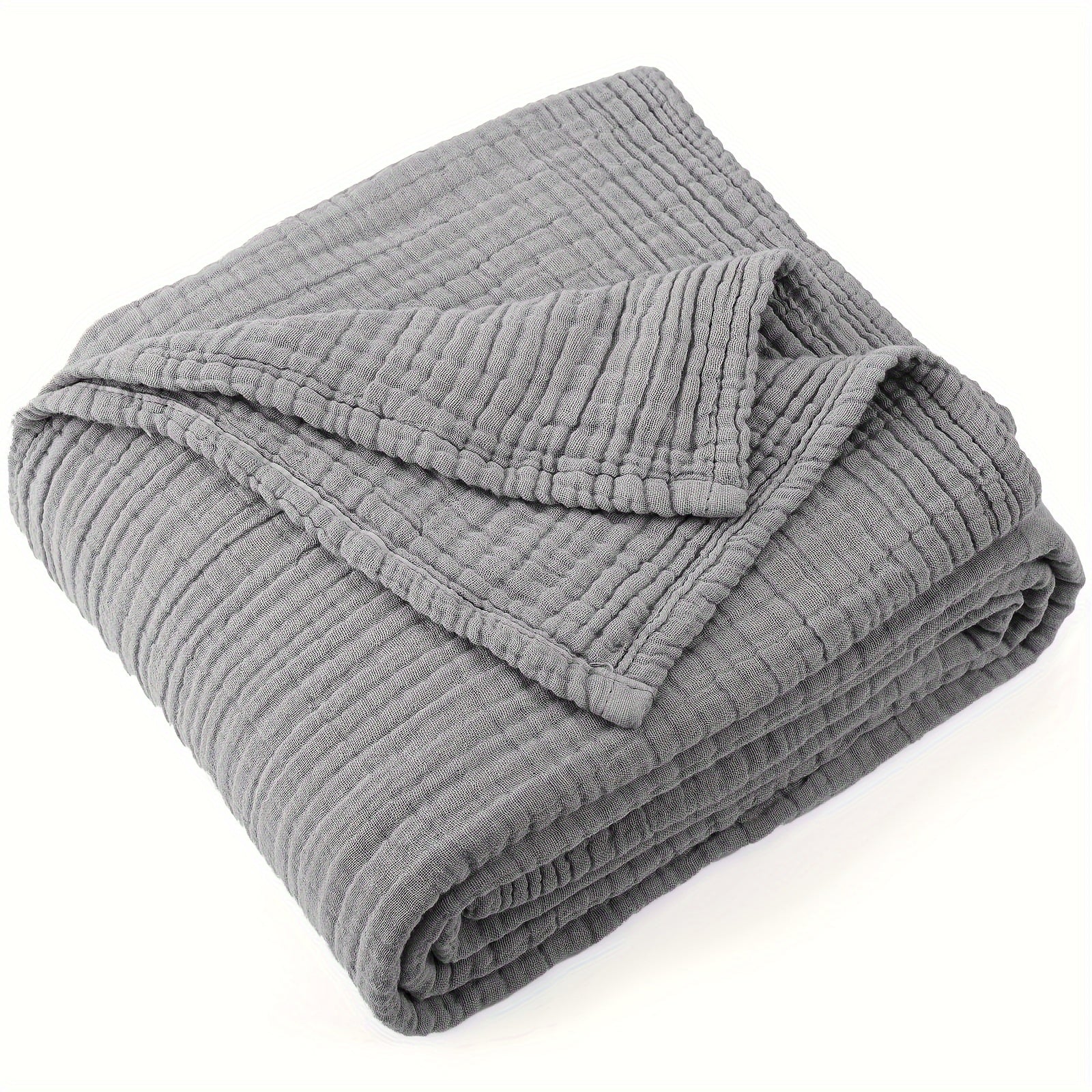 Muslin Blanket 100% Cotton 6-Layer ¨C Breathable Soft Gauze Throw for Couch & Bed, All Season, Machine Washable, 13 Colors, 5 Sizes