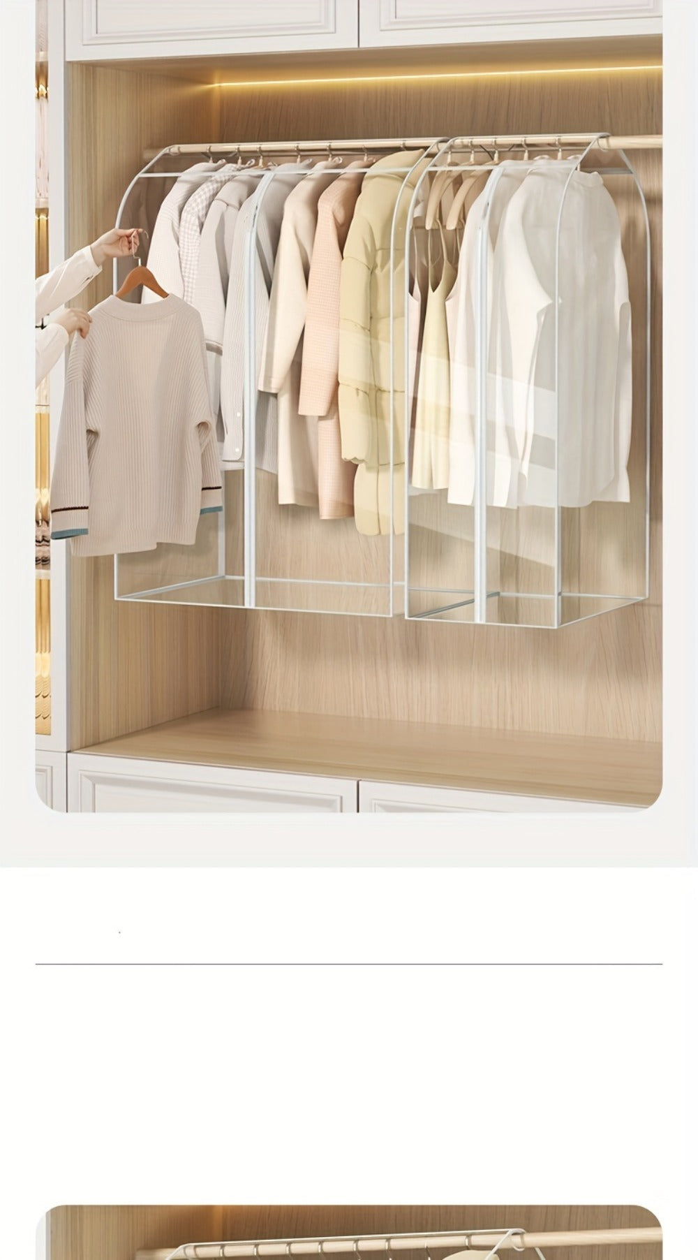 Clear Hanging Garment Bag PVC Zipper Dustproof Closet Organizer for Coats Suits Dresses - Transparent Wardrobe Protector Storage Cover Multiple Sizes