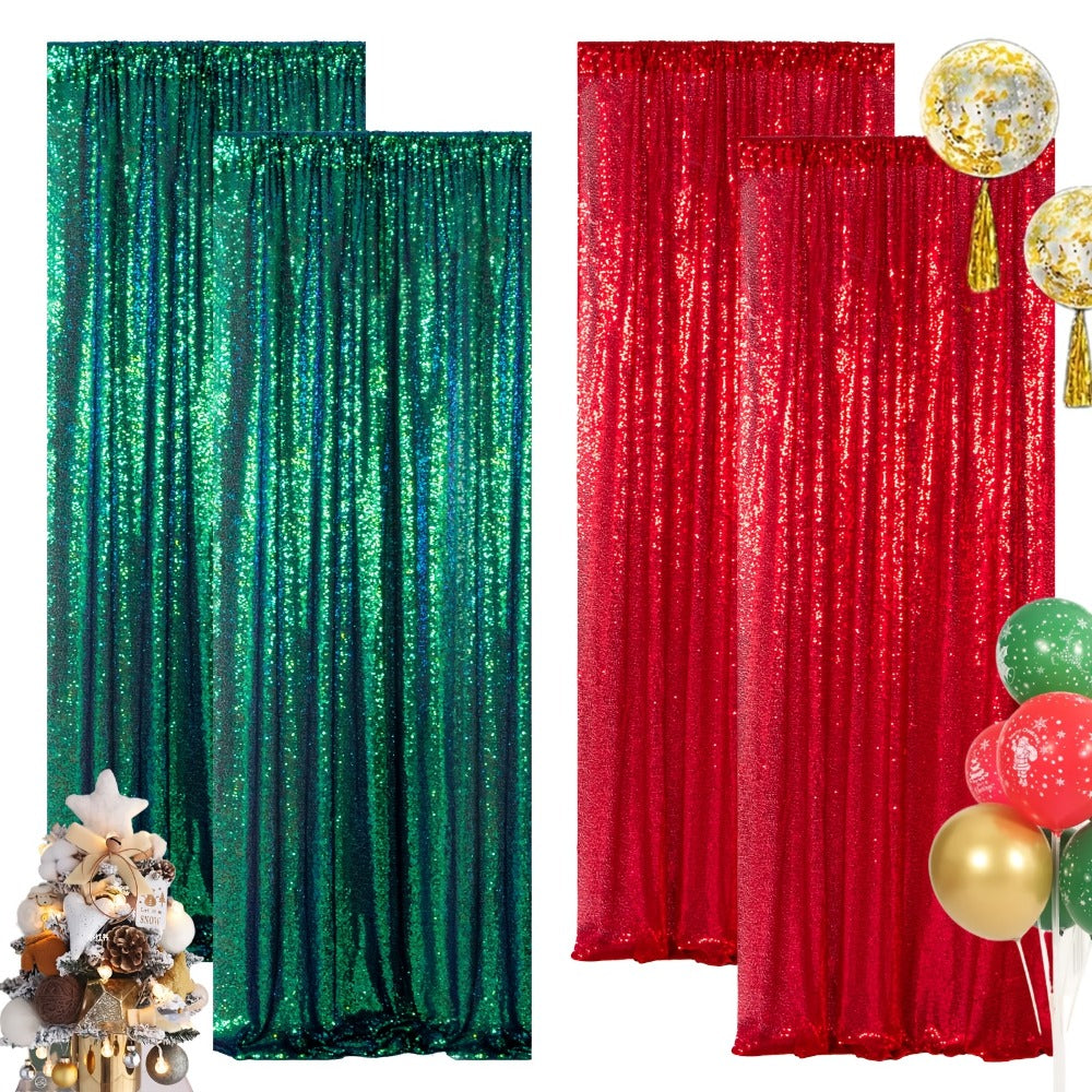 Sequin Backdrop Curtain for Party Wedding - 4x8ft Shimmering Glitter Curtain for Birthday Photo Booth Stage Decoration, Easy Hang, Multi-Color