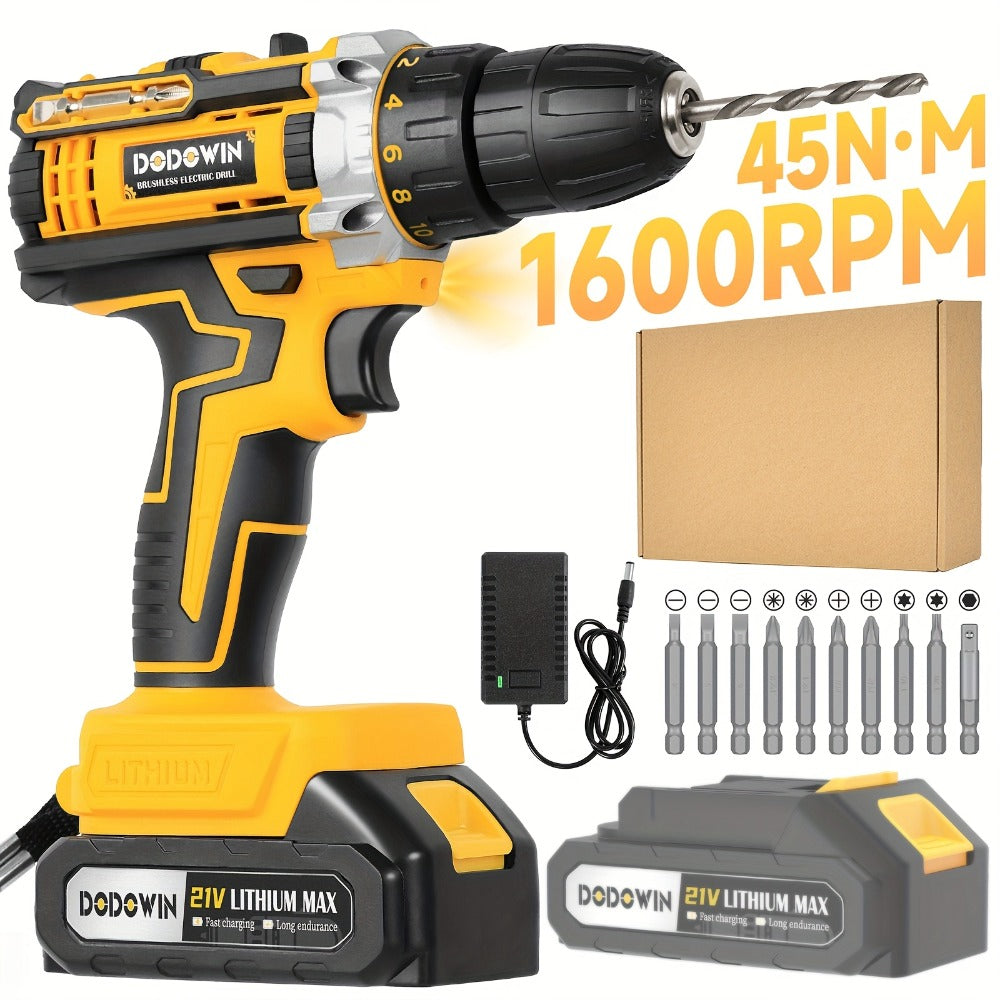 Cordless Impact Drill Set 12V / 21V Electric Drill Kit ¨C 45Nm Torque, 2-Speed, Keyless Chuck, LED Light, Battery & Charger Included, Up to 115pcs Accessories for Home Repair, DIY & Construction