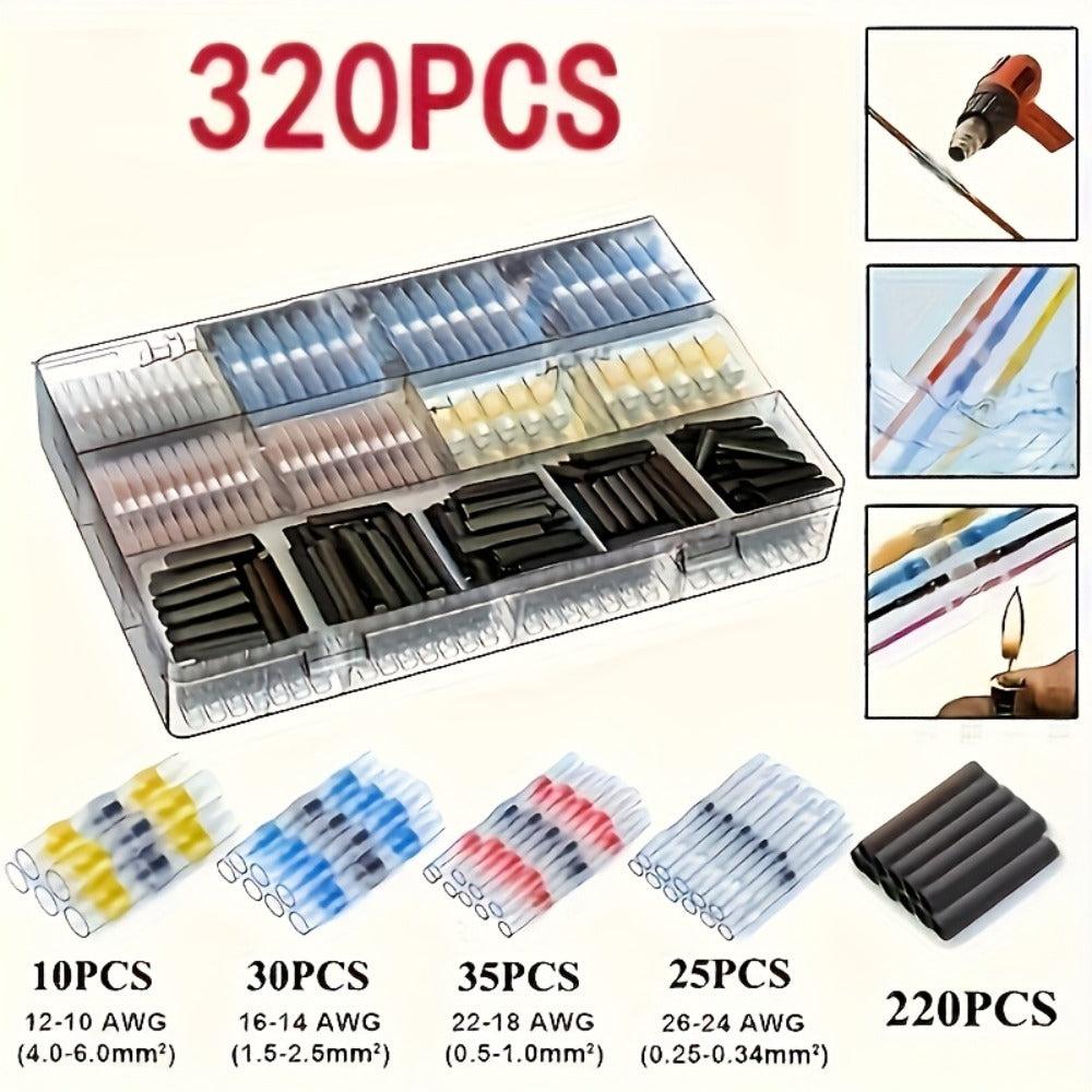 Solder Seal Wire Connectors Butt Splice Terminals 320/640/900pcs ¨C Heat Shrink Insulated Waterproof Electrical Connectors for Automotive Marine Boat Truck & DIY Wire Splicing