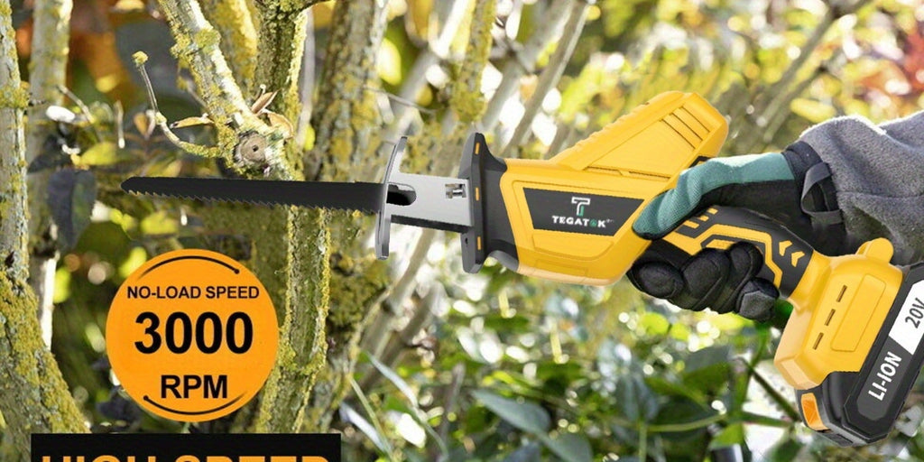 Electric Reciprocating Saw Cordless with LED Light & Safety Lock ¨C Multi-Purpose Cutting Tool with Replaceable Blades, 1 or 2 Battery Options, Carrying Case Included