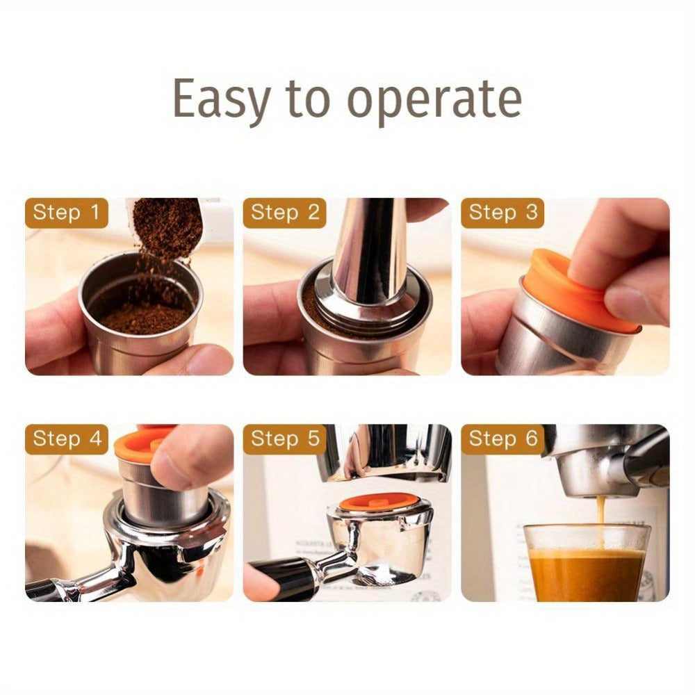 Reusable Coffee Filter Capsule for Illy Y3.2 & X7.1 Machines, Stainless Steel Refillable Coffee Pod Cup with Tamper, Eco-Friendly Reusable Espresso Capsule Accessory