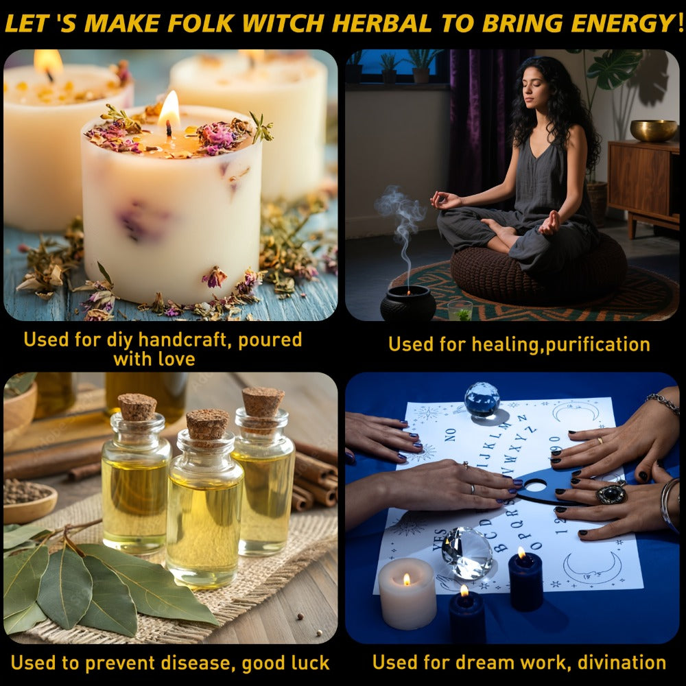 Witchcraft Supplies Herbs Kit 70 Pcs - Dried Flowers & Healing Herbs for Wicca Pagan Rituals, Magic Spell Casting, Altar Supplies, Candle & Soap Making, Bulk Herb Gift Set for Witch Beginners
