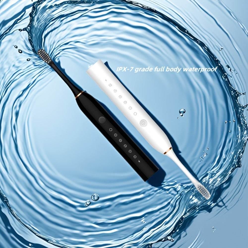 Rechargeable Electric Toothbrush with 6 Cleaning Modes & Smart Timer ¨C USB Sonic Toothbrush for Adults, Replacement Heads Included, 3 Colors, Whitens Teeth & Protects Gums, Great Family Gift