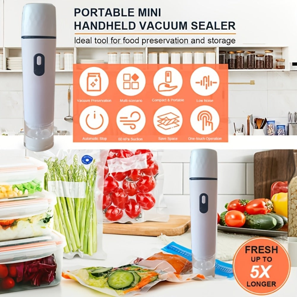 Handheld Vacuum Sealer Machine for Food Storage Portable Food Vacuum Preservation Device with 15 or 30 Vacuum Bags ¨C Powerful Compact Vacuum Sealing Machine for Freshness