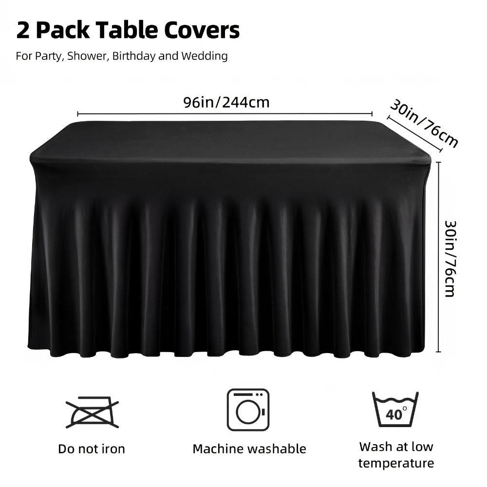 Table Skirts Tulle Table Cloth Rectangle 4ft 6ft Black White Non-Woven Fabric Table Skirt for Birthday Party Graduation Wedding Family Dinner Christmas Holiday Decoration