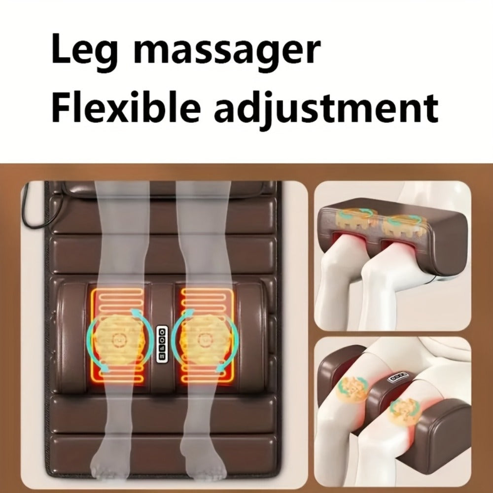 Full Body Heating Massager Set ¨C PU Leather Massage Chair Pad with Neck Massager, Leg Massager, Lumbar Pillow & Headrest, Timer, Non-Slip Base, Full Body Heat Massage for Home & Office Relaxation