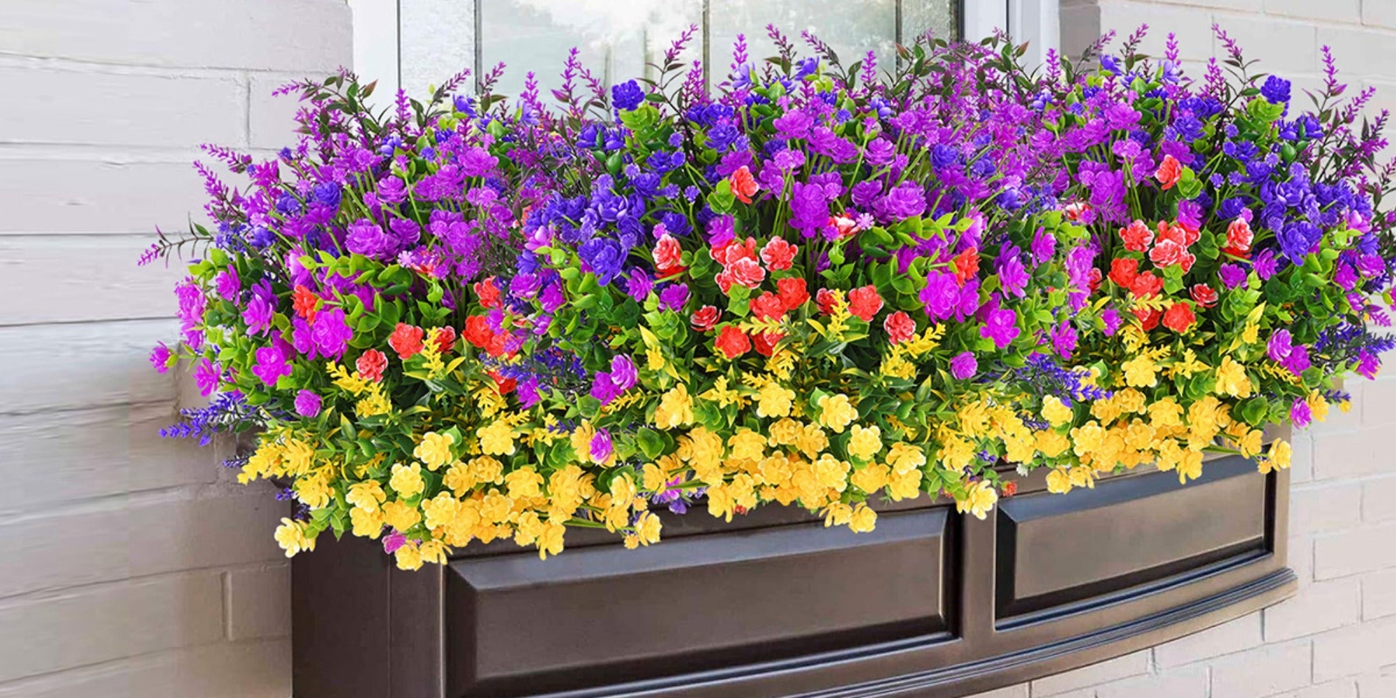 Artificial Flowers Outdoor UV Resistant Faux Daisy Bundles for Porch Patio Garden Decor - 9/18/27/36 Bundles Multicolor Realistic Fake Flowers Spring Summer Window Box Hanging Planter