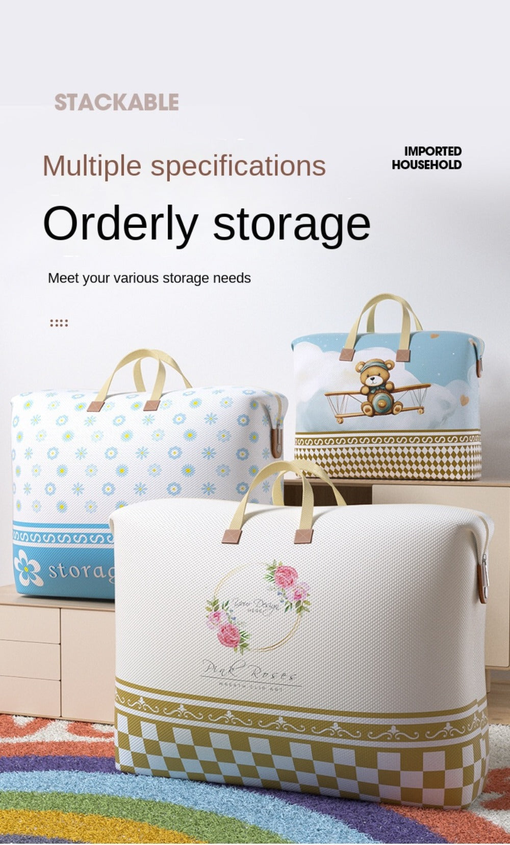Large Capacity Moisture-Proof Storage Bag for Blankets, Clothes & Bedding ¨C Extra Large Organizer Bag for Moving, Travel & Dorm | Waterproof, Zippered, Space Saving Storage Solution