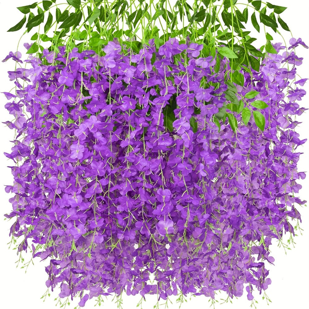 Artificial Wisteria Hanging Flowers 24 Pack - 3.6 Ft Fake Silk Wisteria Vine Garland for Wedding Arch, Garden, Wall & Party Decoration, Available in White, Pink, Blue, Purple & Light Pink