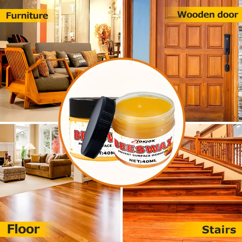 Beeswax Wood Polish ¨C Liquid Furniture Wax for Floors, Desks & Cabinets, Non-Toxic Long-Lasting Gloss, Multi-Surface Wood Restorer with Sponge