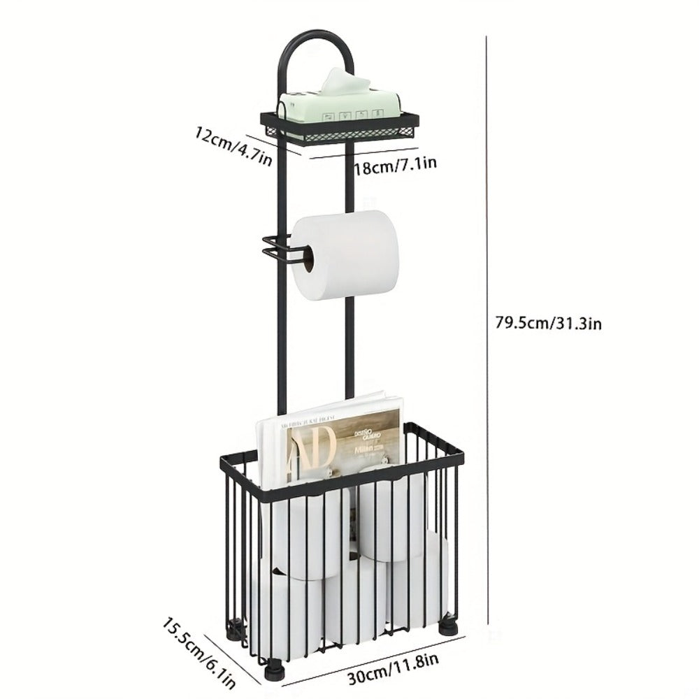 Toilet Paper Holder Freestanding with 6 Roll Storage Durable Steel Oil Rubbed Bronze Bathroom Organizer Space Saving No Installation Required