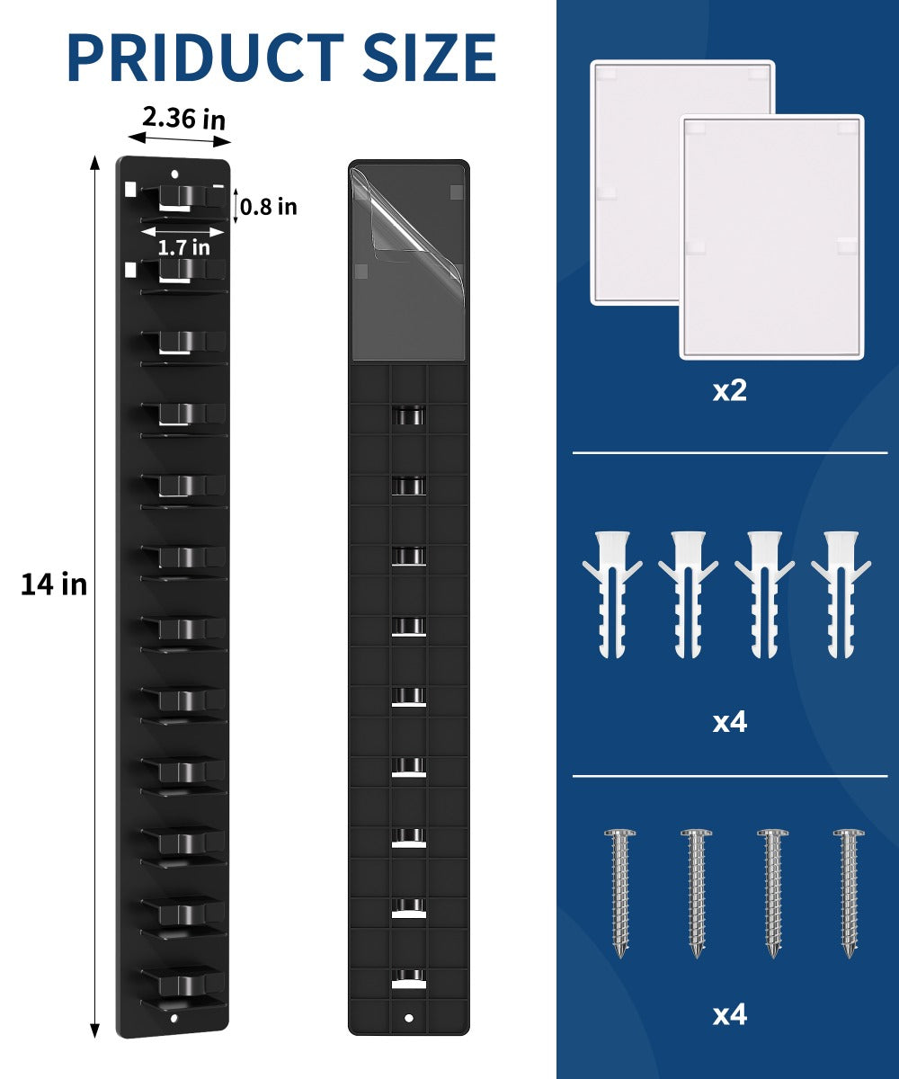 Hat Organizer Wall Mounted 2-Pack, 24-Cap Capacity Storage Hooks, Adhesive or Drill Install, Closet Entryway Bedroom Hat Rack, Durable Polypropylene, Space-Saving Vertical Display