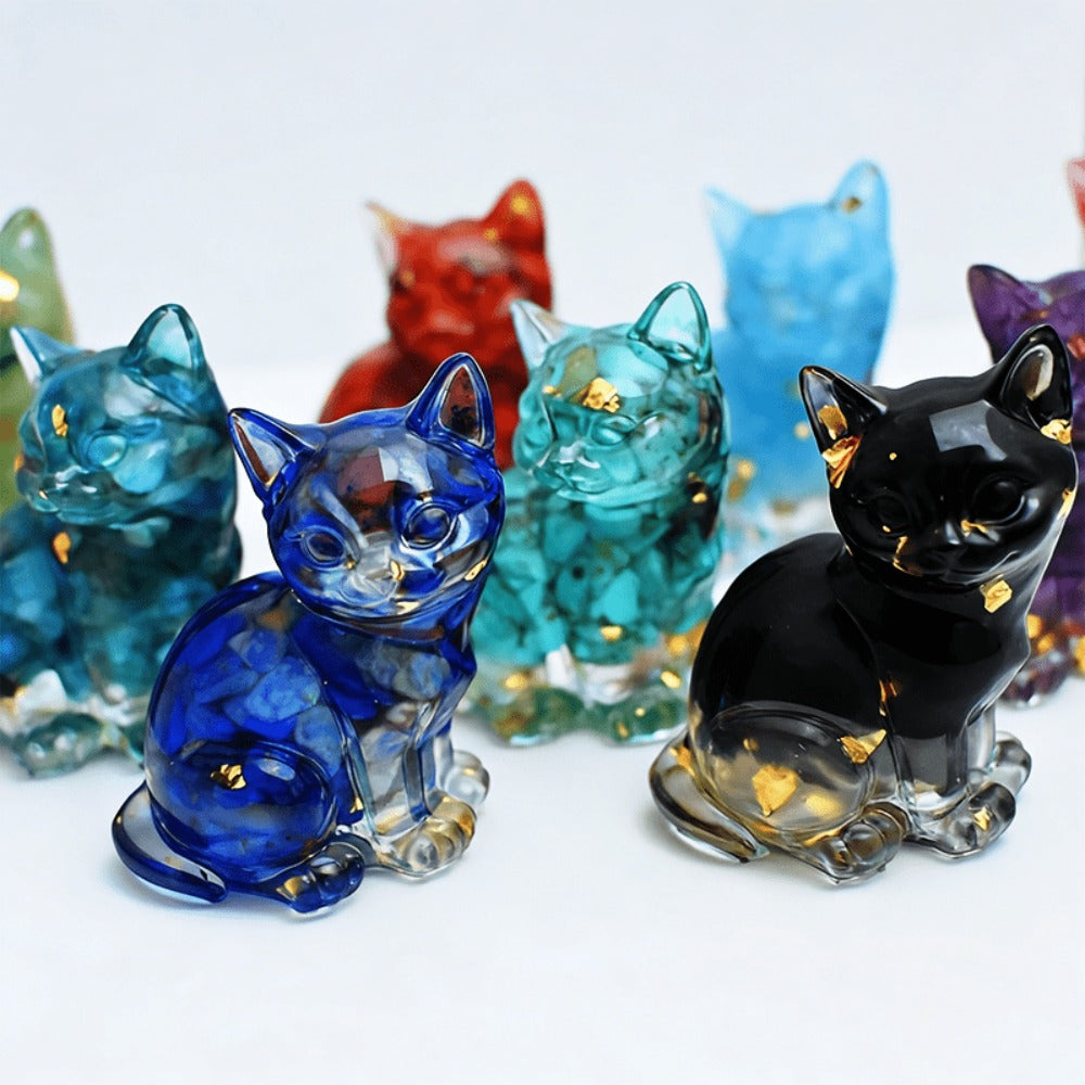 Crystal Resin Standing Cat Figurines Set of 8 ¨C Collectible Spiritual Cat Ornaments for Home Decor, DIY Jewelry, Garden Party & Holiday Gift Decoration