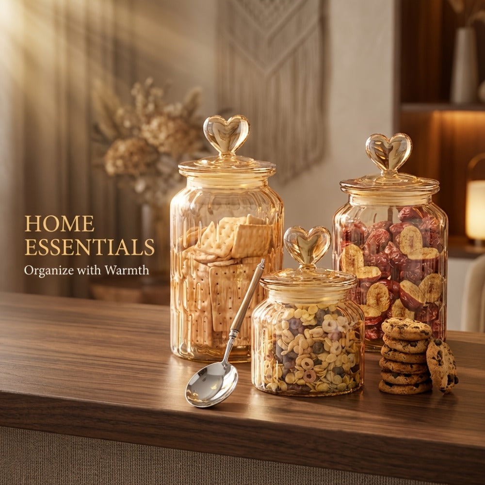 Airtight Glass Food Storage Jars with Clamp Lids 4-Set | 21.98oz & 47.34oz Clear Kitchen Canisters for Sugar, Flour, Coffee, Spices, Cereal & Grains