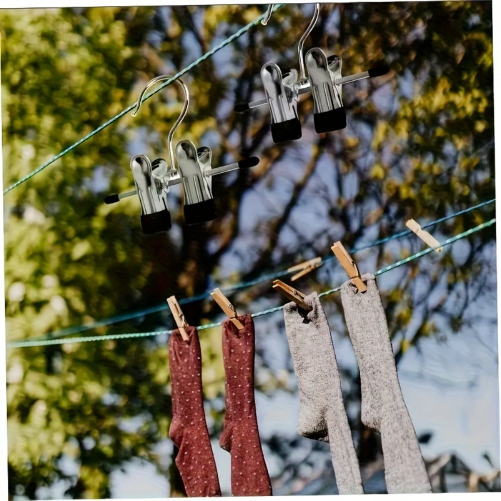 Stainless Steel Clothes Hangers 10 Pack Non-Slip Non-Marking Retractable Metal Hangers with Sock Hook Space Saving Closet Organizer for Wardrobe Drying Laundry