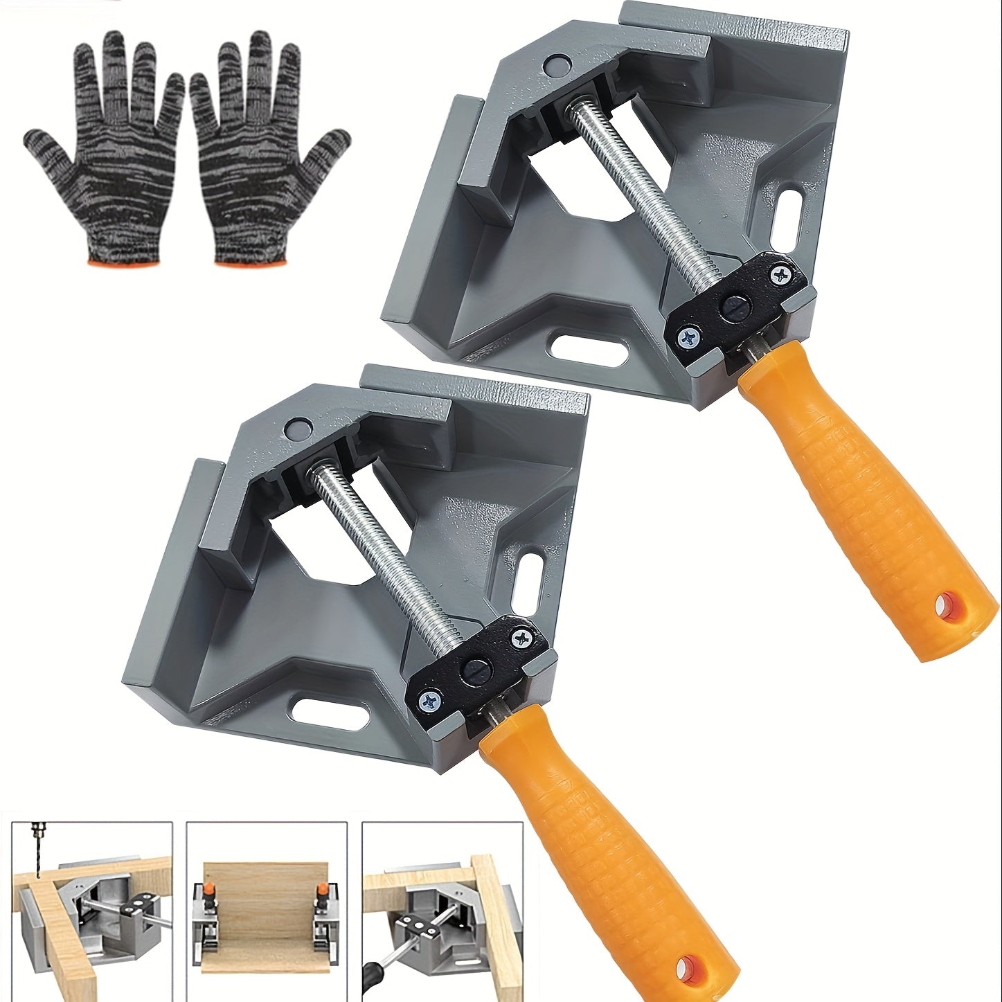 Right Angle Woodworking Clamp Set 2 & 4-Piece ¨C Adjustable Aluminum Alloy Swing Jaw, 90-Degree Corner Clamps for Welding, Furniture Assembly, Framing & DIY Woodworking Projects