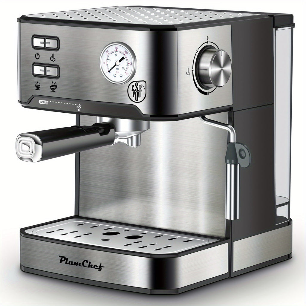 Espresso Machine Stainless Steel ¨C Dual-Brew Coffee Maker with 54.1oz Water Tank, High-Pressure Steam Wand, ESE Pod & Ground Coffee Compatible, 1 & 2 Cup Brewing, Overpressure Protection for Home Barista
