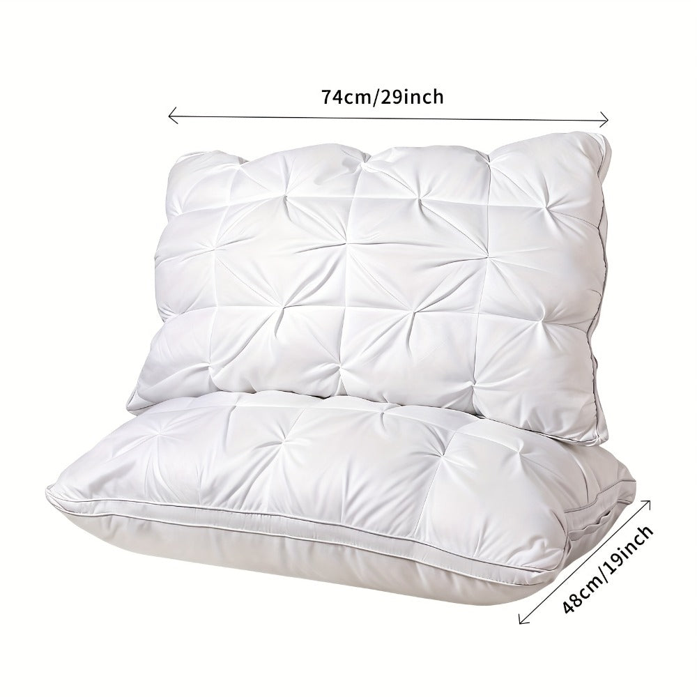 Neck Pillow 2 Pack - Ergonomic Cervical Support Pillow with Removable Washable Cover, Adjustable Loft, Zipper Closure, Quilted Woven Fabric, Comfortable Sleeping Pillow for Side Back Stomach Sleepers