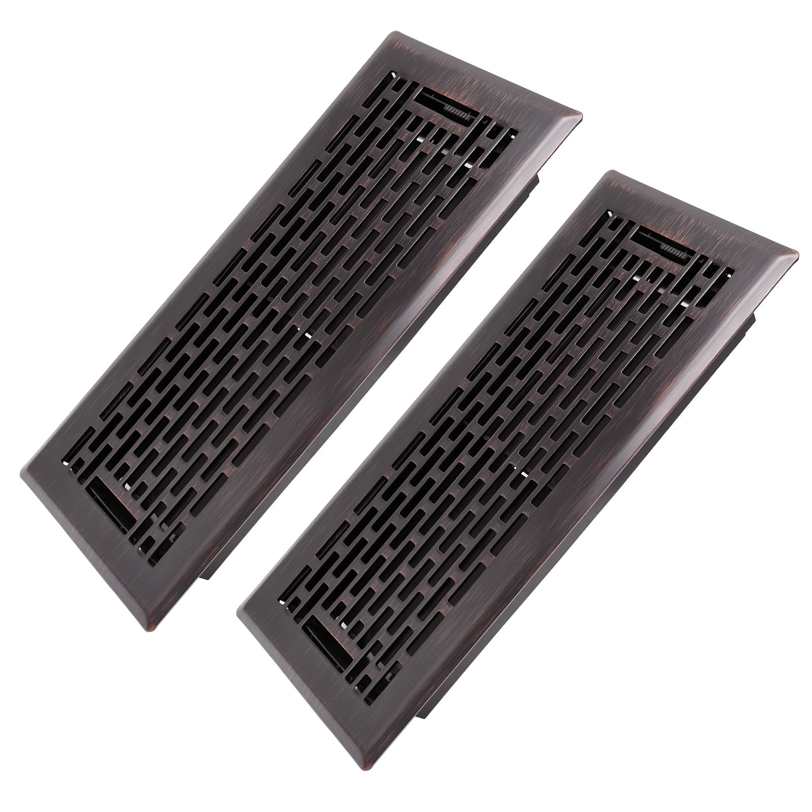 Floor Vent Register Cover 4x10 Inch Heavy Duty Walkable Steel Decorative Air Vent Grille Adjustable Airflow for Home HVAC 2-Pack Savannah Boston Design Multi Finish