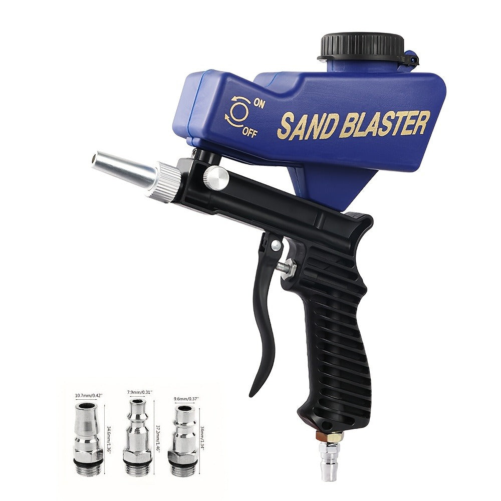 Sandblasting Gun 90PSI Portable Adjustable Flow 7.0cfm 6.5mm Nozzle Gravity Spray Tool for Rust Removal Paint Removal Deburring Polishing Metal Surface Requires Air Compressor Blue