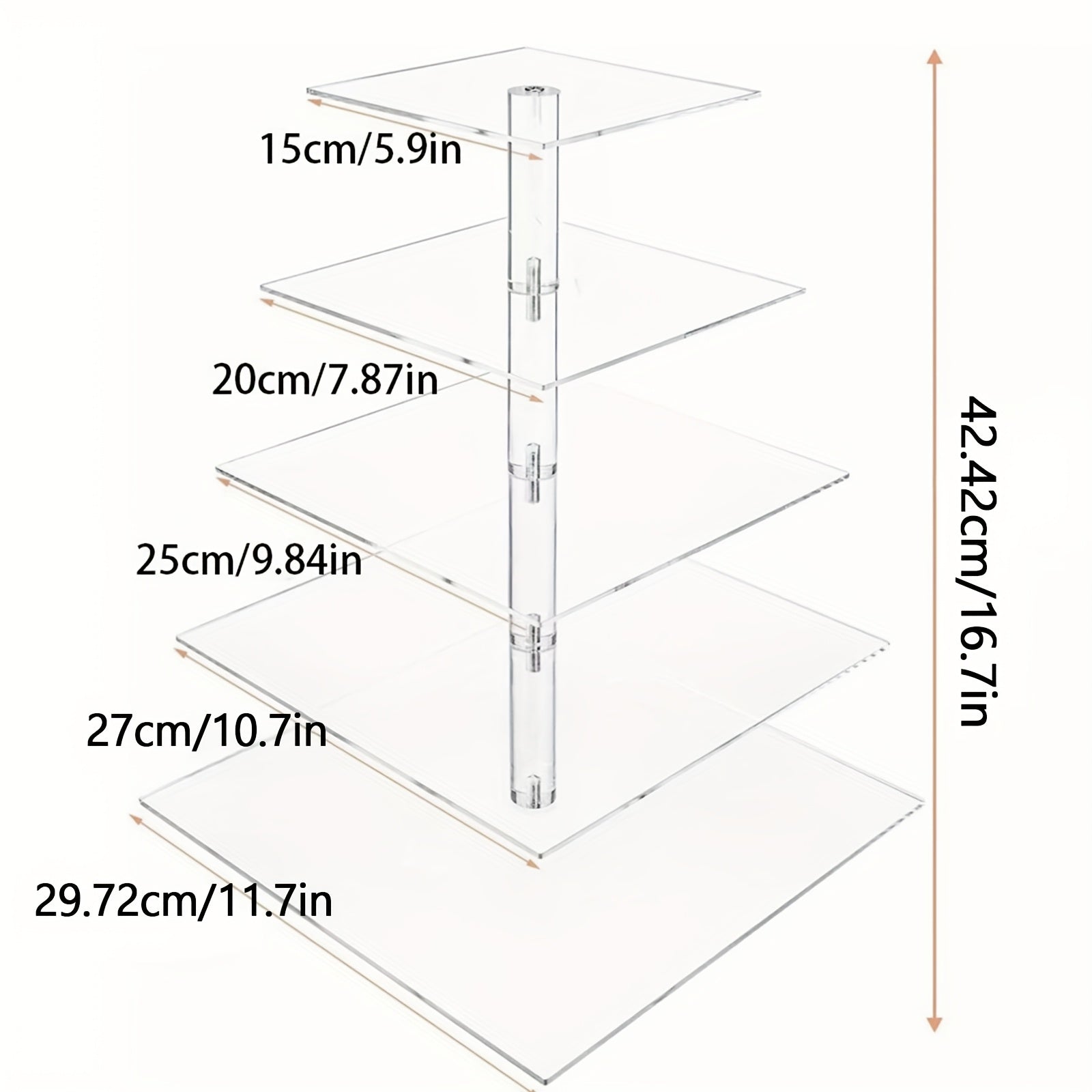 5-Tier Acrylic Cupcake Stand with LED String Lights ¨C Square Dessert Display Tower for 60 Cupcakes Birthday Wedding Baby Shower Tea Party Elegant Transparent Cake Display Rack Easy to Assemble