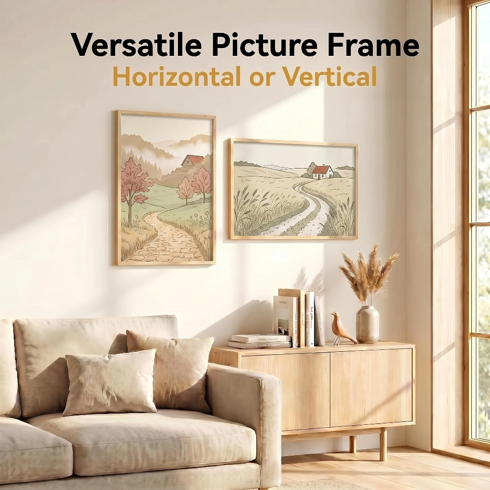 16x24 Picture Frame Set of 3, Poster Frames 16 x 24 Inch with Scratch-Proof Cover, Slide-In Assembly, Horizontal & Vertical Wall Mount Display - Black, Gold, Natural